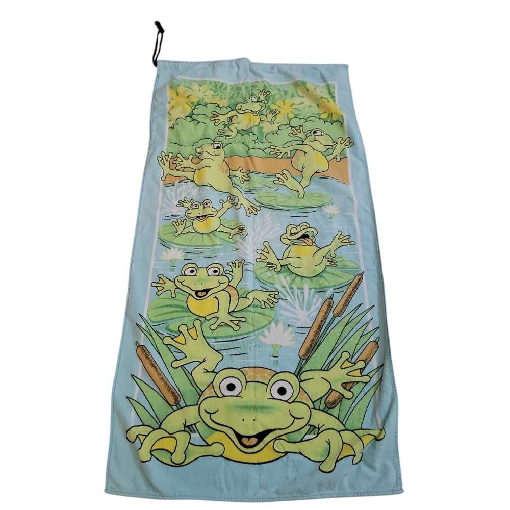 Vintage Hilasal Happy Frog Beach Bag Towel Tropical Vacation Cruise Size 28x52